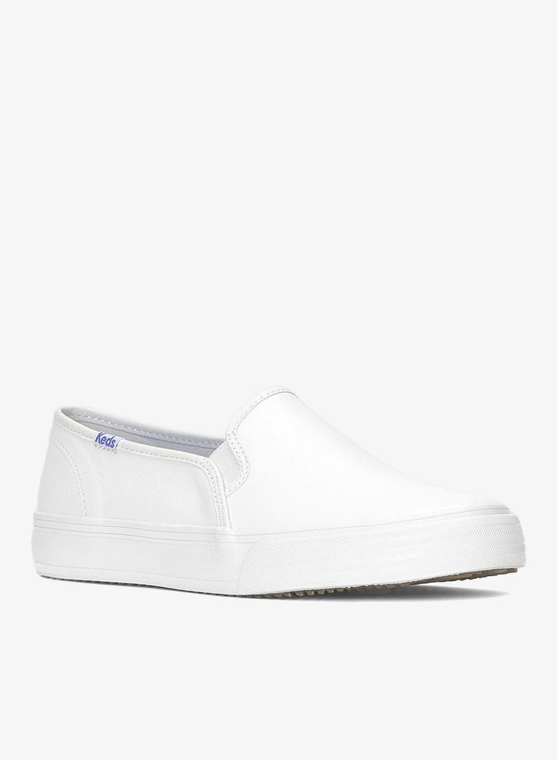 Keds Women's Double Decker Slip On Leather Casual Sneaker White - Image 3